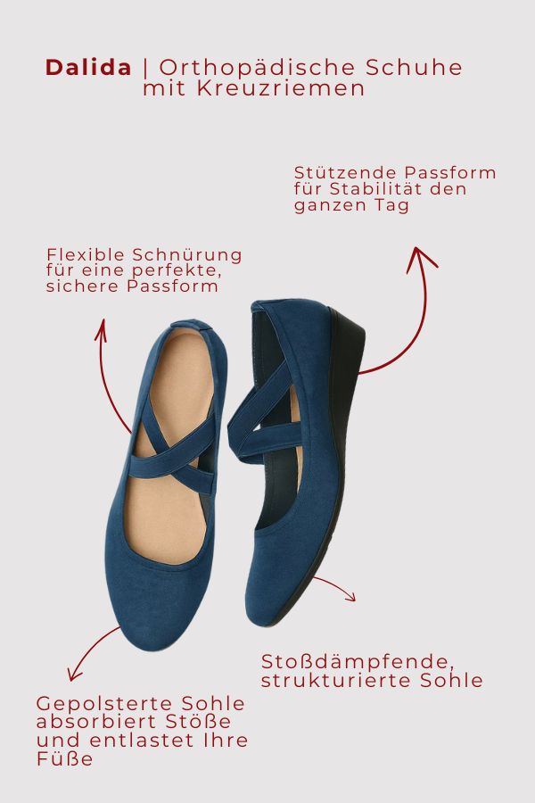 Stilvolle orthopädische Damensandalen mit Kreuzriemen. Unterstützt die Fußgesundheit, komfortabel & rutschfest.