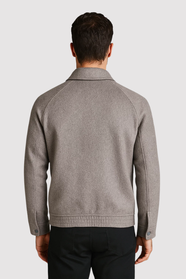 Graue minimalistische Übergangsjacke für Herren im modernen Slim Fit Schnitt