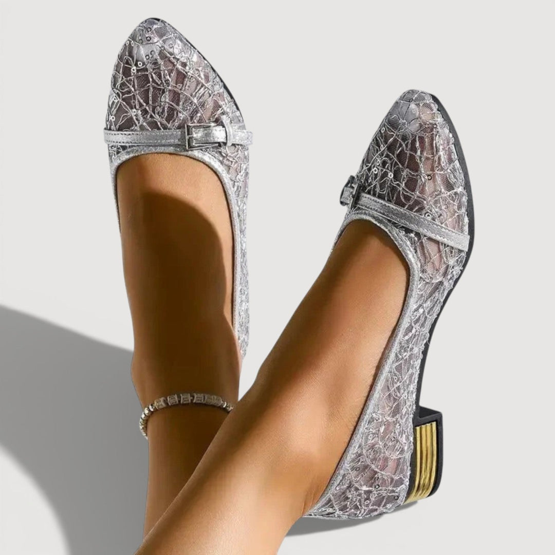 Flache Damenschuhe mit atmungsaktivem Mesh und niedrigem Absatz für Damen