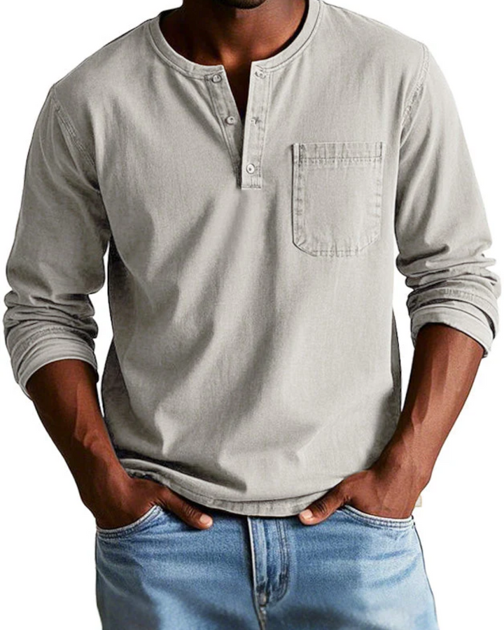 Casual Langarmshirt für Herren mit klassischem Kragen und Knopfleiste