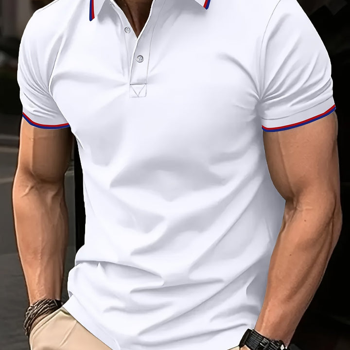 Herren Polohemd in Weiß, elegantes Oberteil für Frühling und Sommer Outfits.