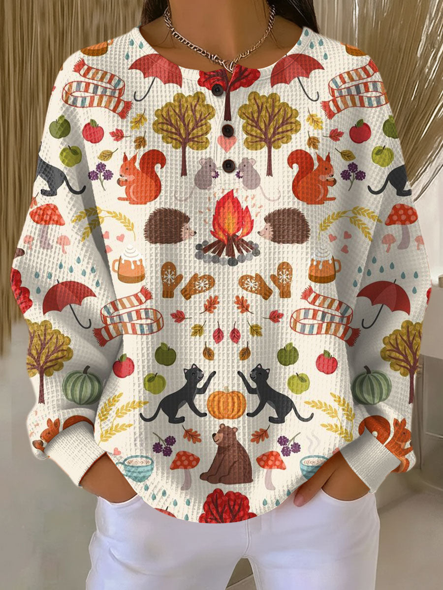 Damen Pullover in Terra mit Detailansicht des Musters