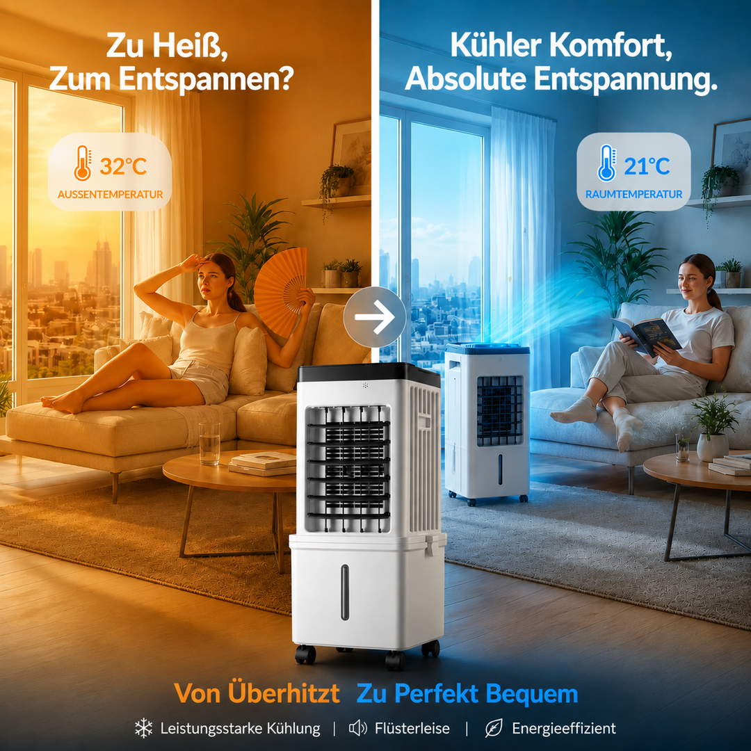 Tragbarer 3-in-1 Luftkühler, Entfeuchter & Ventilator
