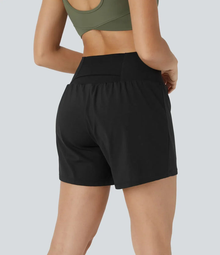 Bequeme Damen Sporthose mit hohem Bund und blickdichtem Material