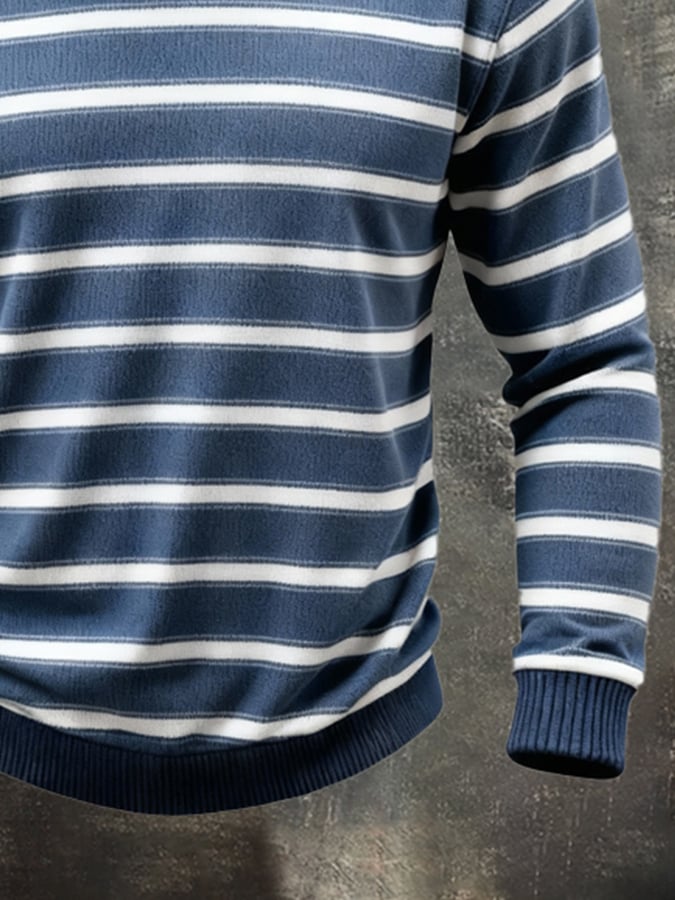 Bequemes Herren Langarmshirt mit blauem Muster für lässige Freizeitmode