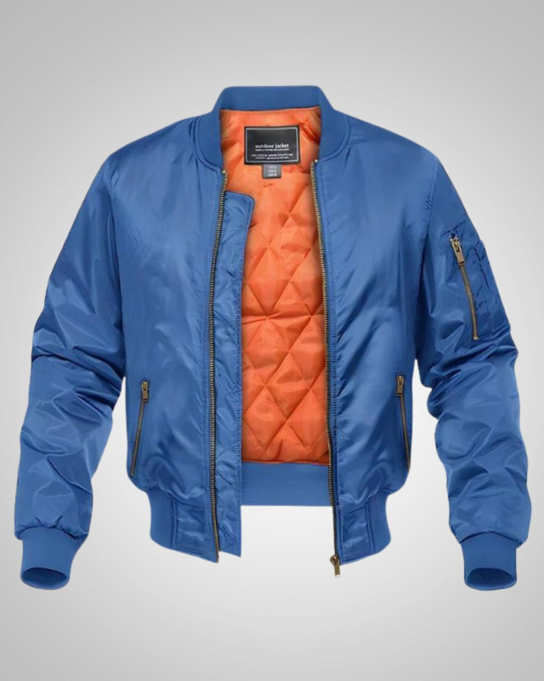 Warme Herren Bomberjacke, gefüttert für den Winter. Moderne Streetwear Oberbekleidung mit Reißverschluss, bequeme Passform.