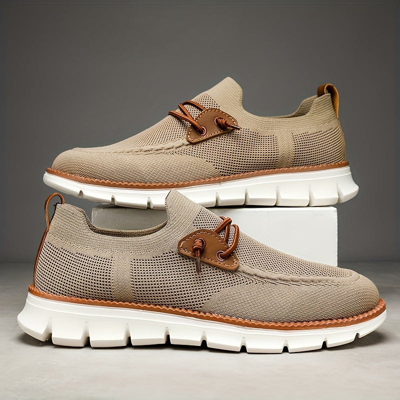 Herren Sneaker Slip-On in Khaki, bequeme Freizeitschuhe