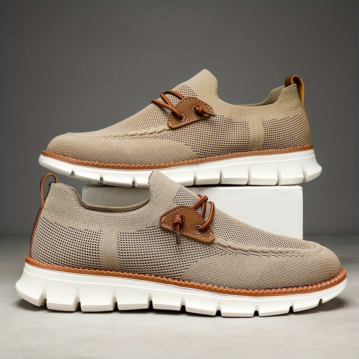 Herren Sneaker Slip-On in Khaki, bequeme Freizeitschuhe