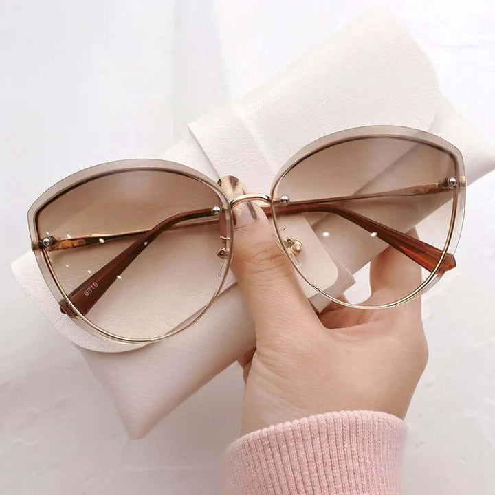 Sonnenbrille Damen, Randlose Katzenaugenform UV400
