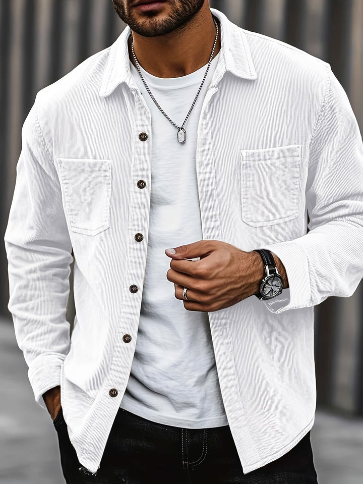 Herren Hemdjacke in Weiß im lässigen Design