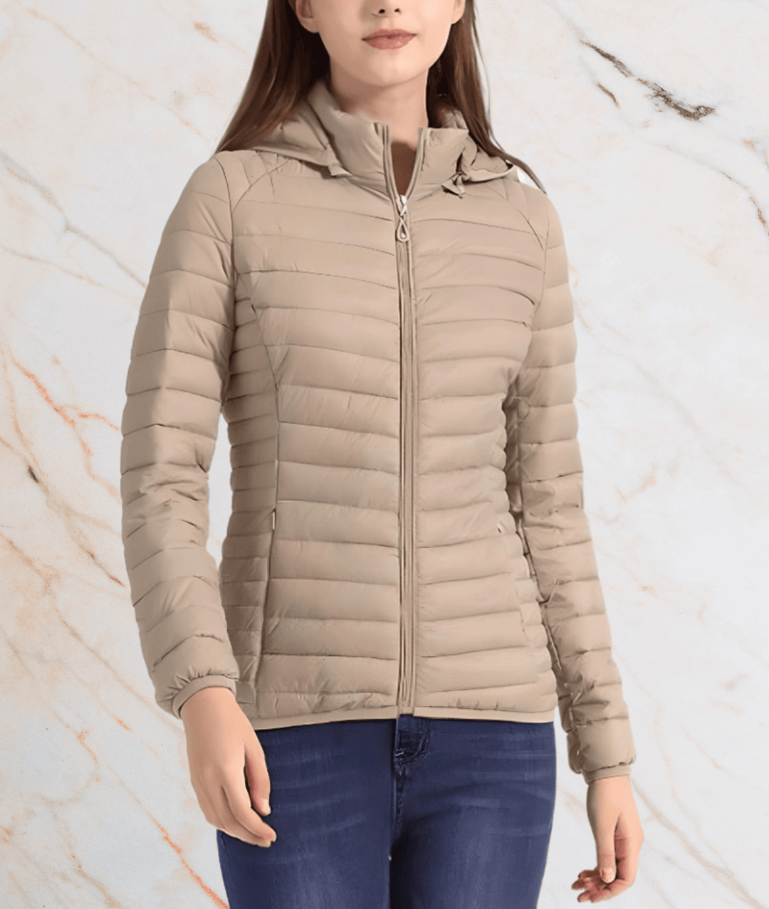 Bauschige Jacke mit Reißverschluss - Damen
