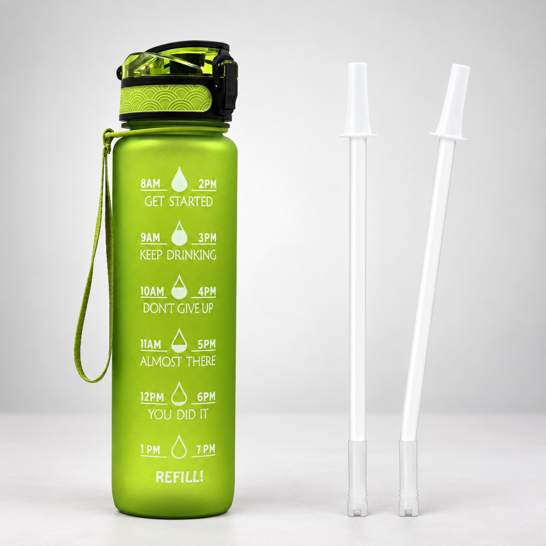 Einfache 1L Motivations-Trinkflasche mit Zeitleiste, BPA-frei, unisex, für konstante Hydration.
