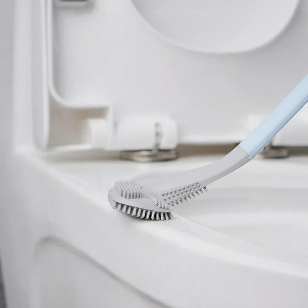 Toilettenbürste mit flexiblem Kopf, hellblau, für gründliche WC-Reinigung, hygienisch, langlebig.