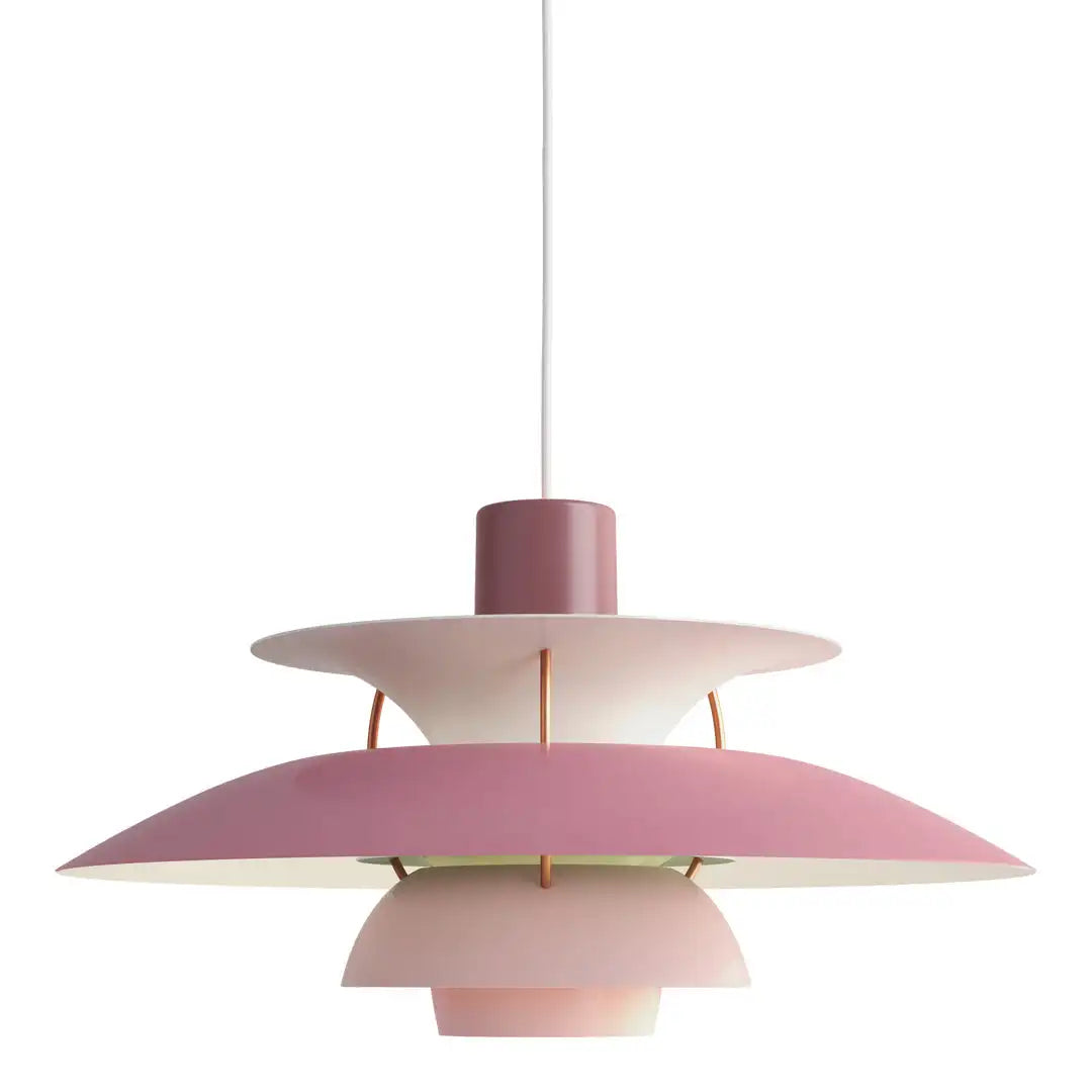 Rosa Pendelleuchte aus Metall, skandinavisches Design, moderne Innenbeleuchtung, Wohnzimmerlampe.