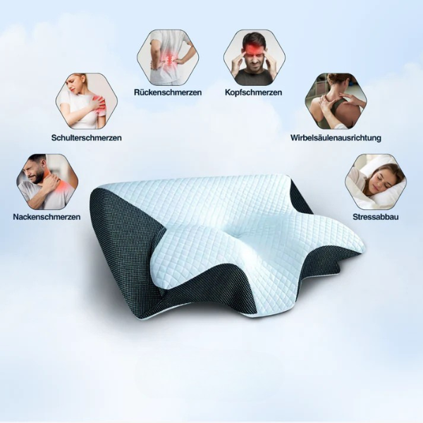 Ergonomisches Memory Foam Nackenkissen für erholsamen Schlaf. Unterstützt Kopf & Nacken optimal.