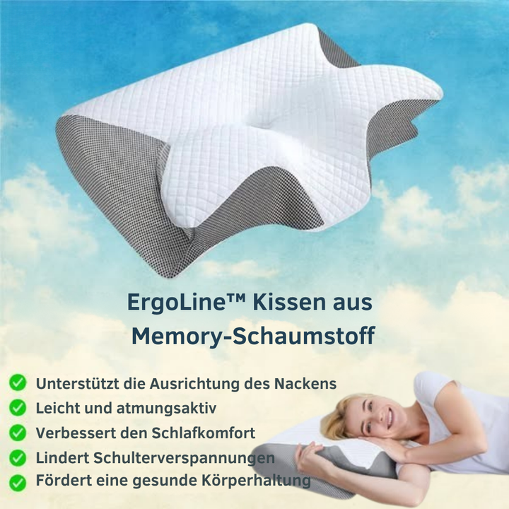 Nackenkissen Memory Foam im Profil, zeigt ergonomische Form für optimale Kopf- und Nackenunterstützung.