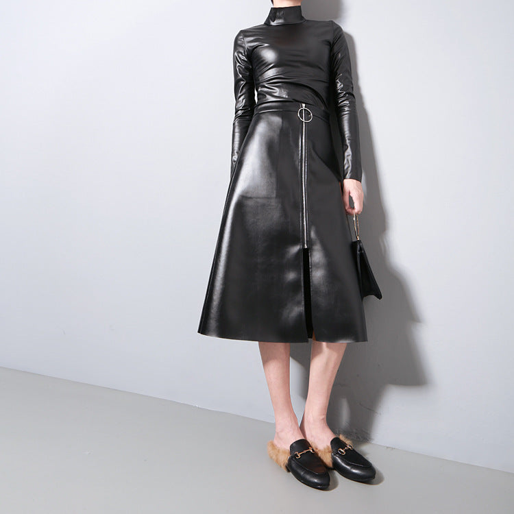 Damen Pullover mit Hohem Kragen - Schwarz