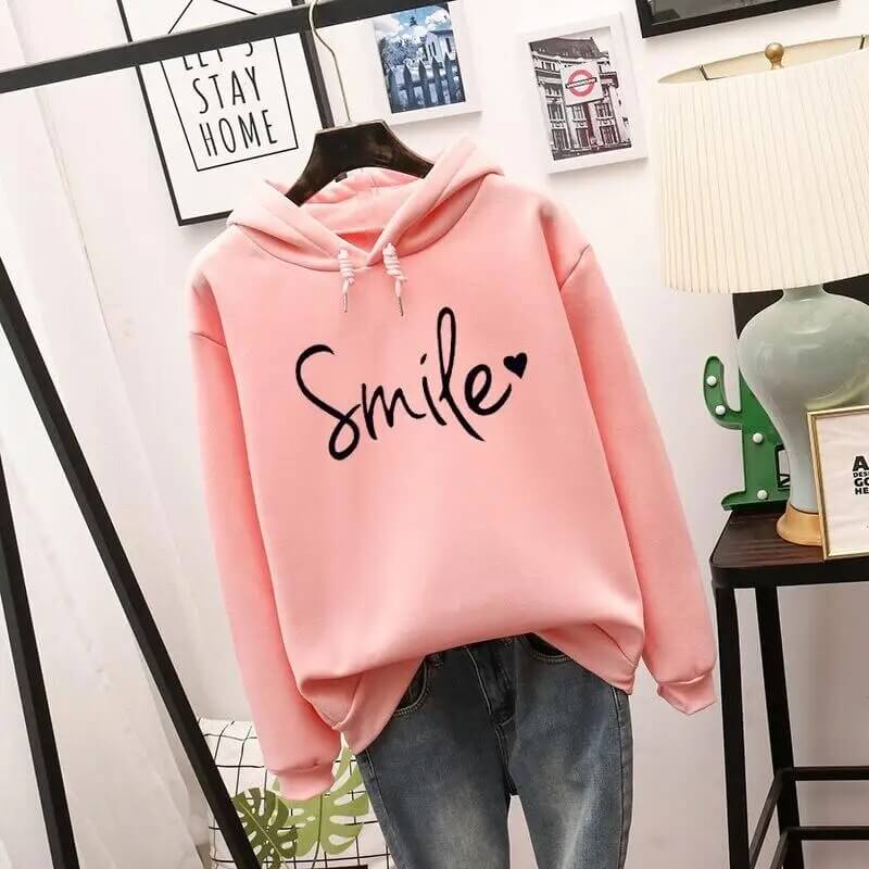 Damen Hoodie mit Smile Grafik - Komfort und Stil