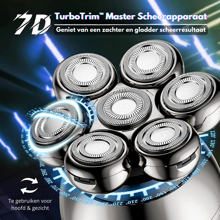 "7D Rasierer, wasserdicht & ergonomisch, mit flexiblem Messerkopf für reizfreie Rasur, ideal für Gesichtskonturen."