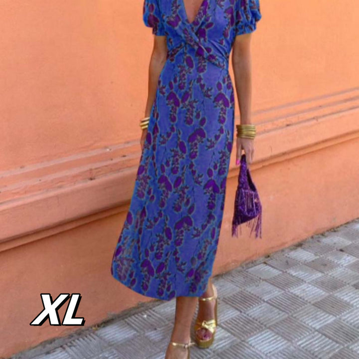 Damen Maxikleid Blumenmuster ganzer Look von Kopf bis Fuß