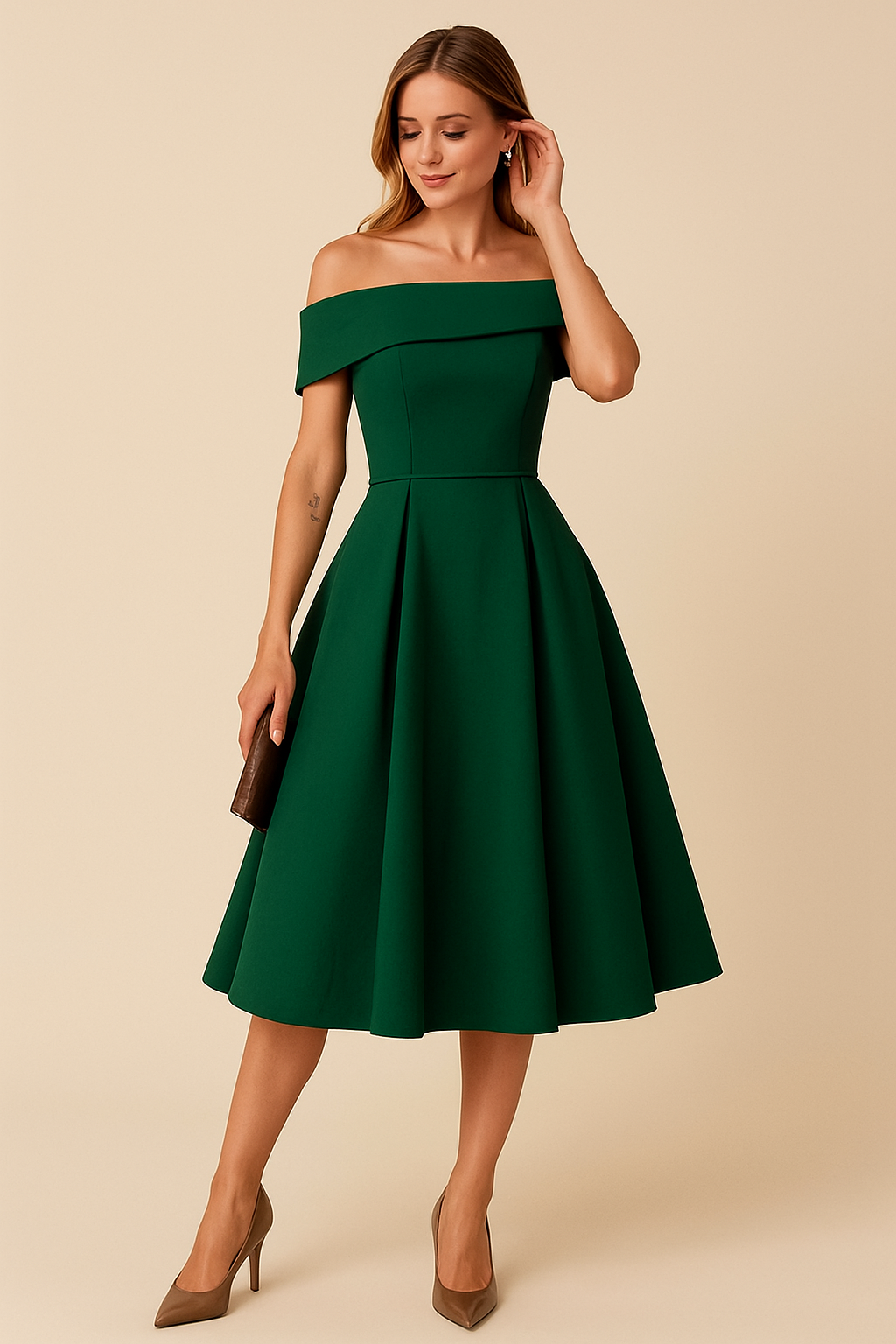 Modisches Damen A-Linien Kleid, schulterfrei und luftig für den Sommer