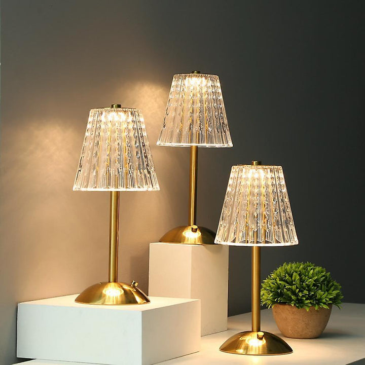 Goldene Kristall-Tischlampe mit Berührungssteuerung