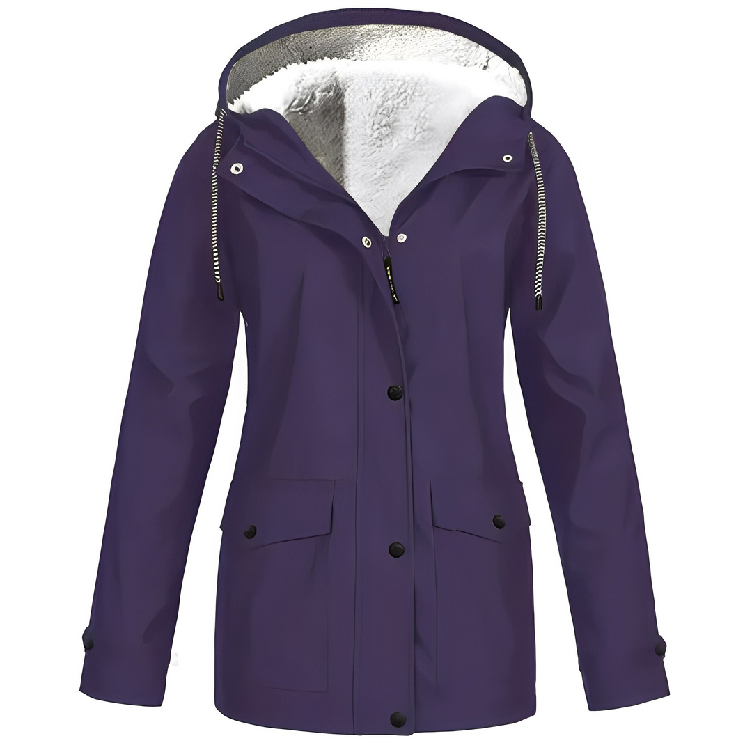 Damen Wintermantel in modischem Design, Seitenansicht mit warmem Futter