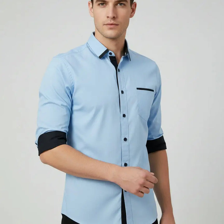 Herren Businesshemd Herbst Slim Fit Langarm Gestreift Bügelfrei