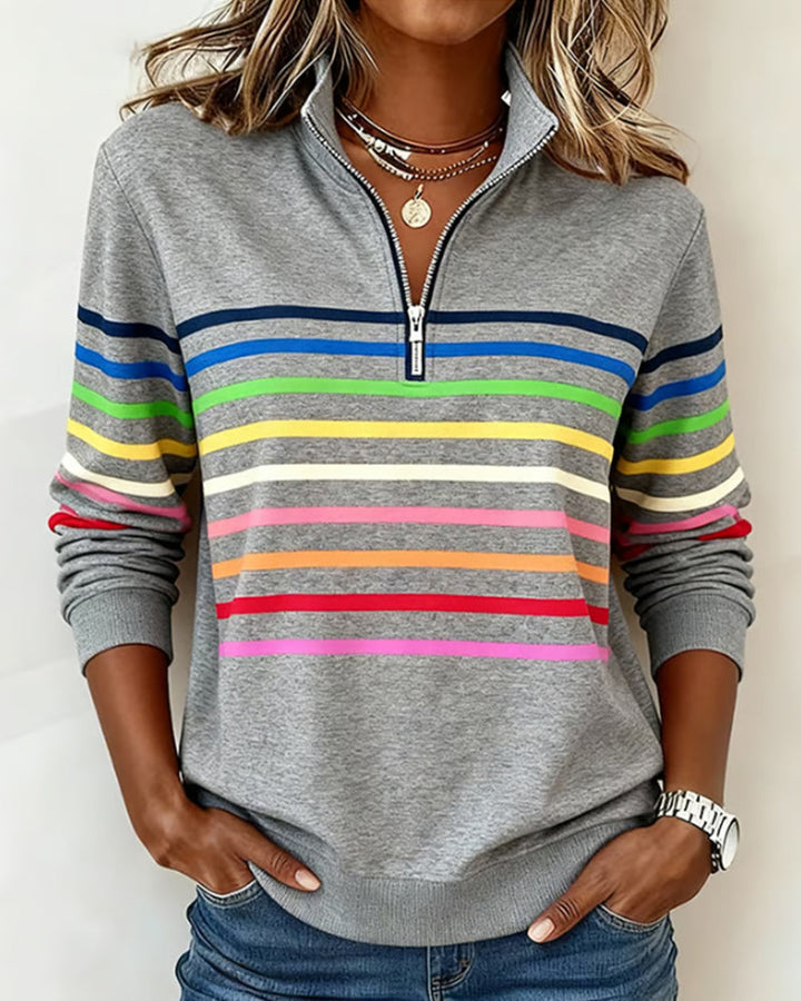 Damen Pullover in sanften Pastellfarben mit klassischem Streifenmuster