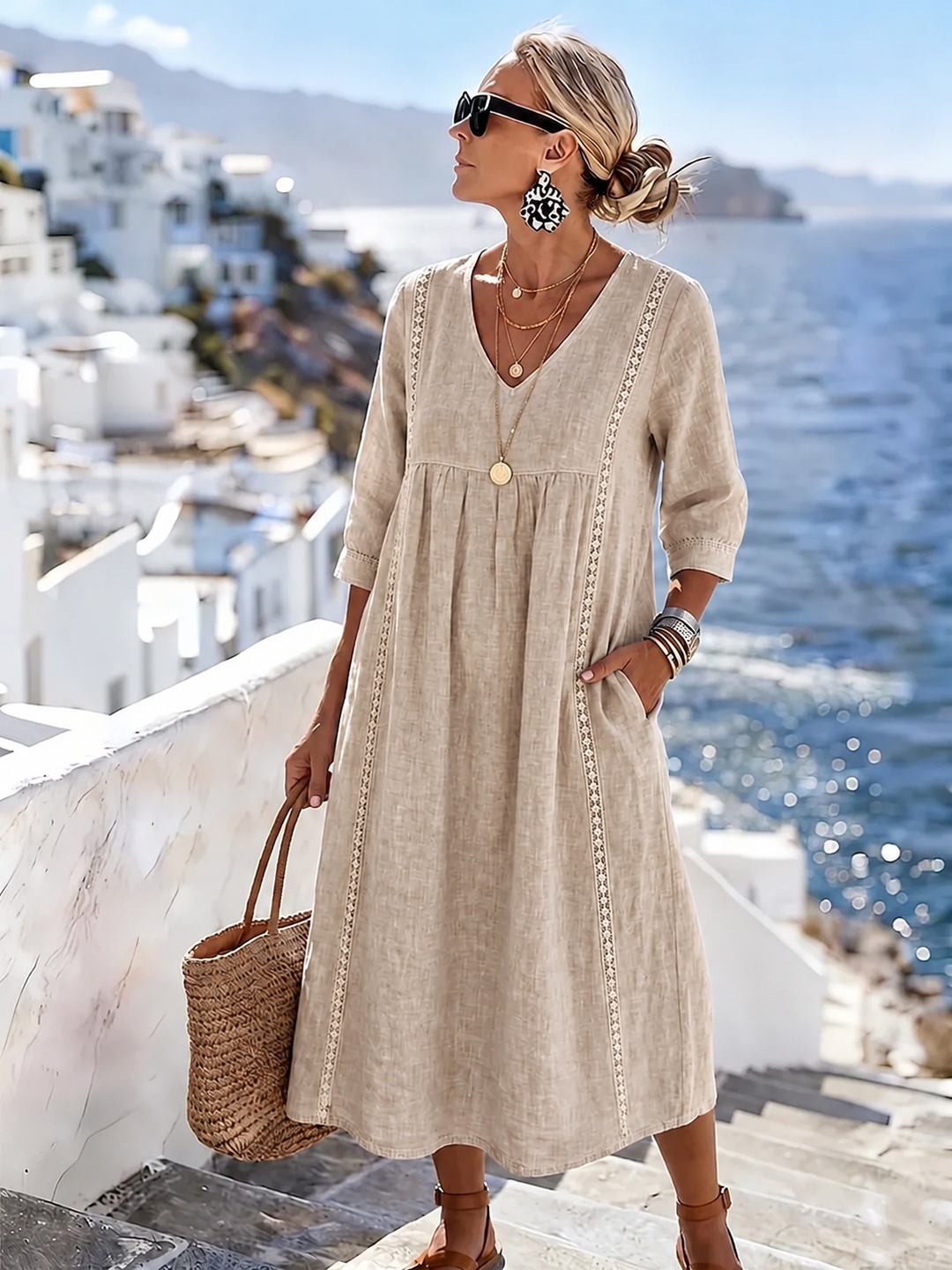 Damenmode Sommerkleid Helena in voller Länge, stilvolles Freizeitkleid