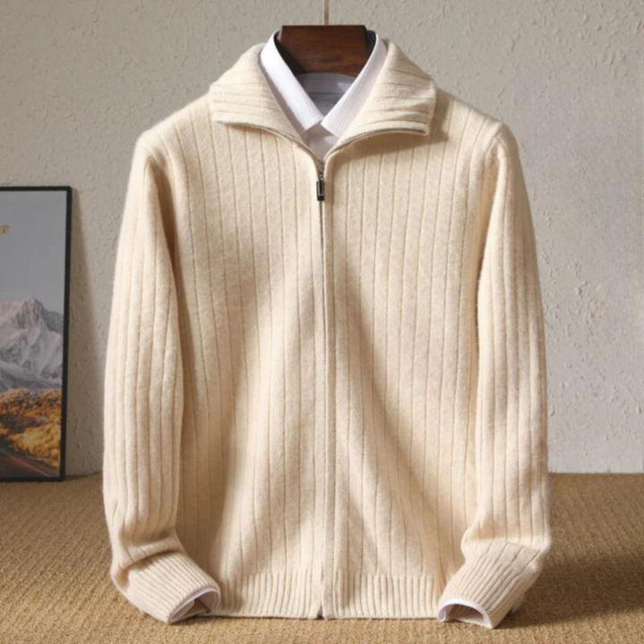 Bequeme Herrenmode Strickjacke in Melange-Optik mit Taschen