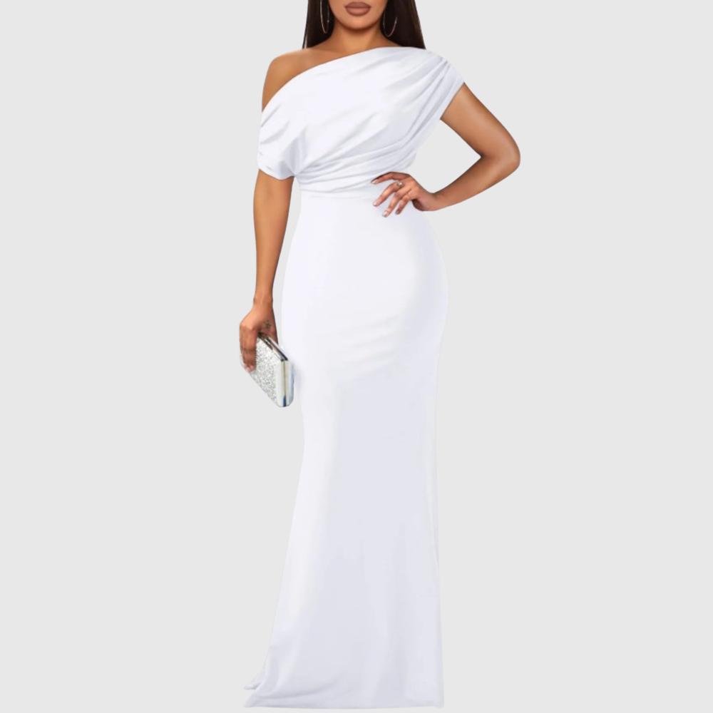 Formelles Damen Ein-Schulter Maxikleid in Schwarz, zeitlos elegant für Abend-Events.