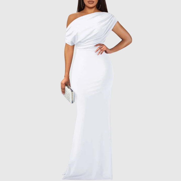Formelles Damen Ein-Schulter Maxikleid in Schwarz, zeitlos elegant für Abend-Events.