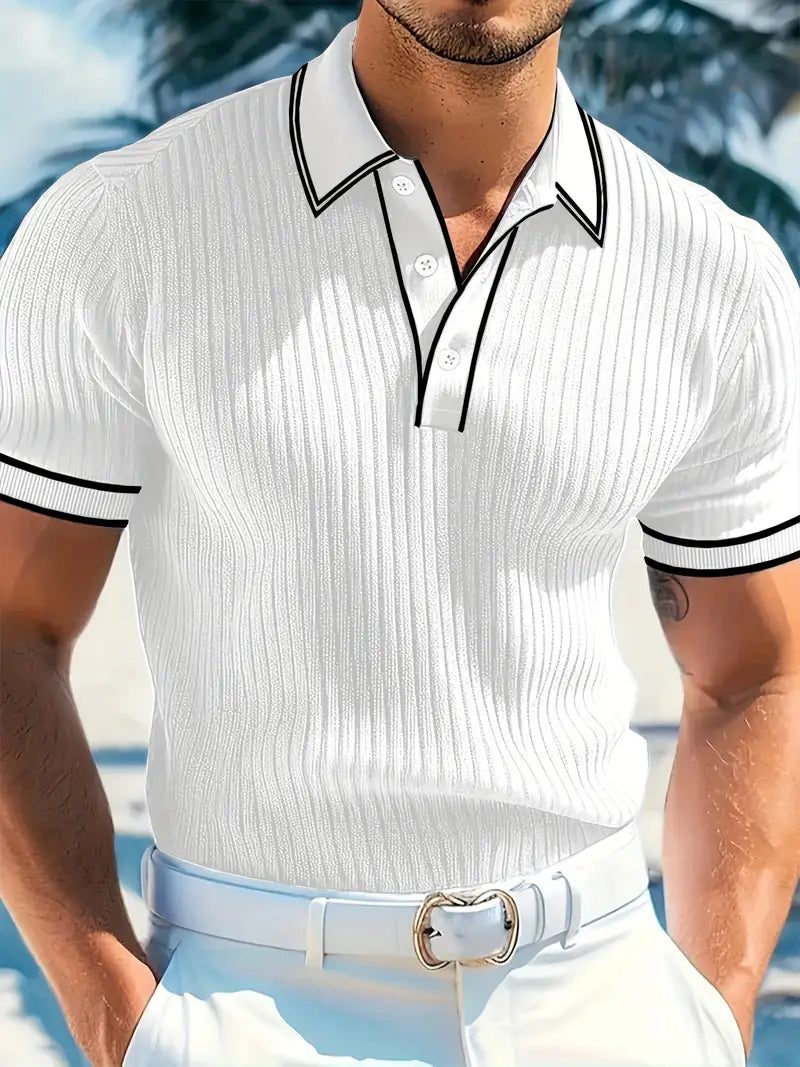 Weißes Herren Kurzarm Poloshirt im klassischen Regular Fit Design
