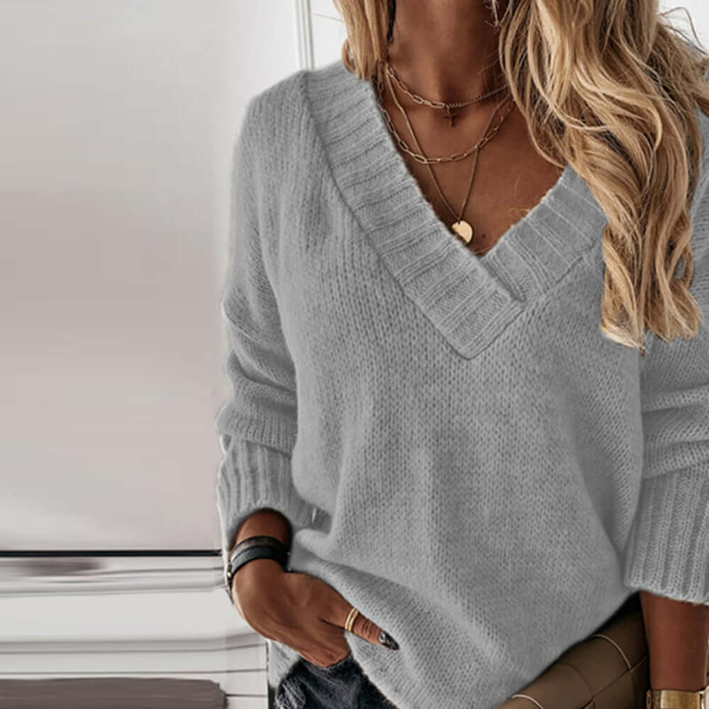 Damen Pullover mit V-Ausschnitt