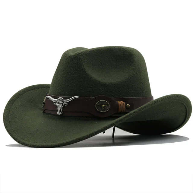 Western-Filzhut mit Stier-Schnalle
