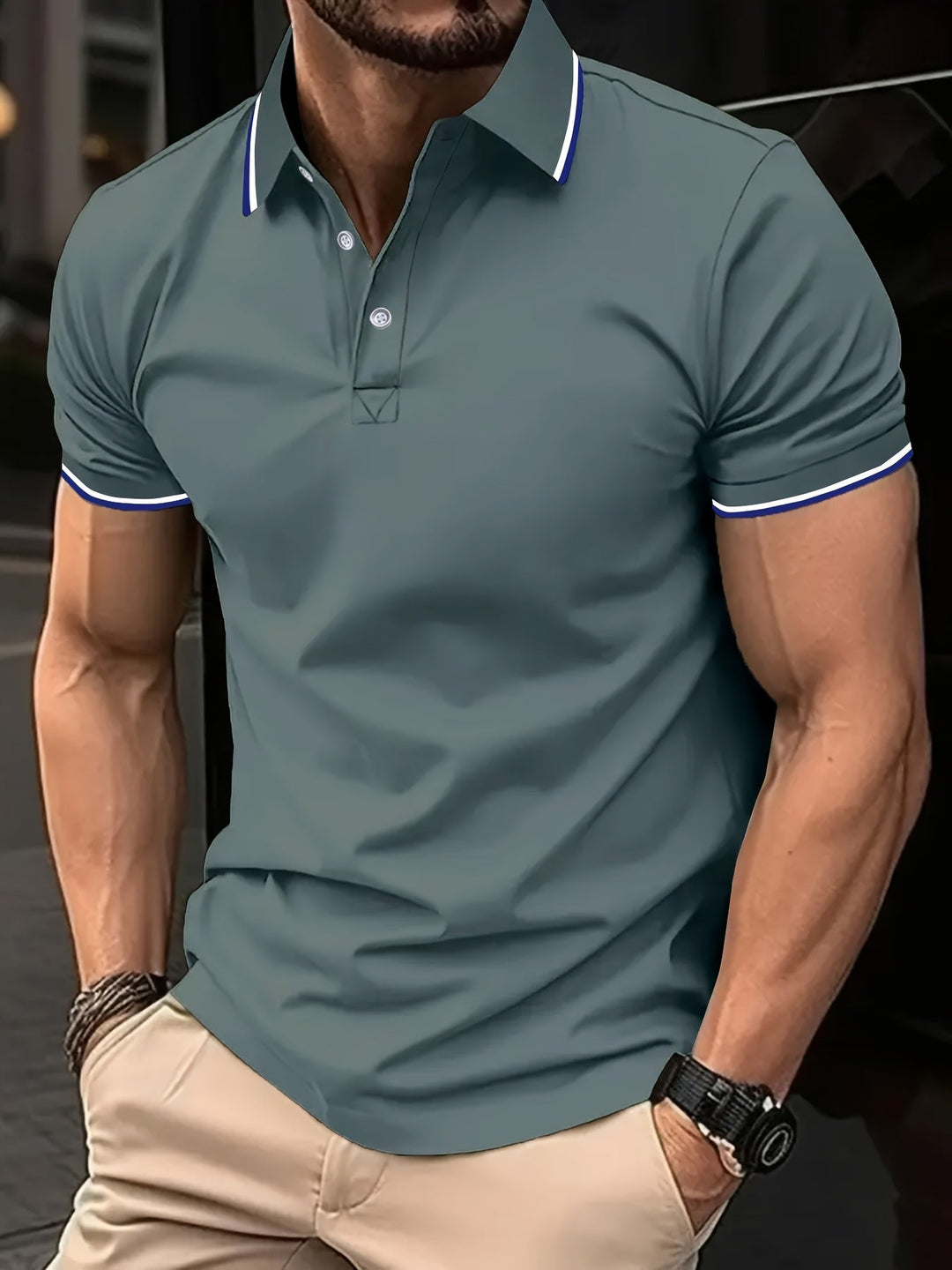 Herren Klassisches Polohemd in Blau, stilvoll und komfortabel.