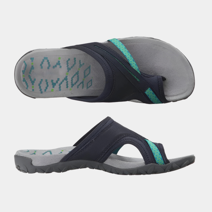 Stylische, farbige ergonomische Damensandalen mit verstellbaren Riemen für anhaltenden Komfort.