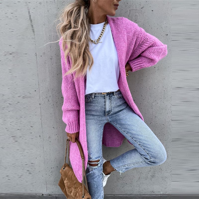 Beige Amelie Cardigan für Damen, elegant und bequem, perfekt als Winterjacke.
