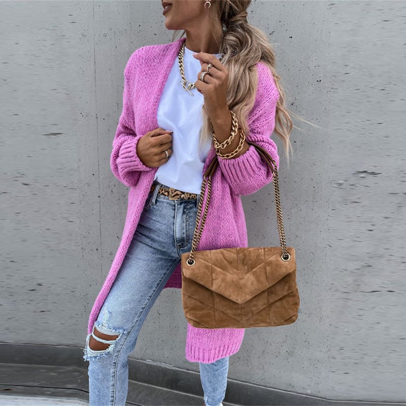 Bequeme Amelie Damen Strickjacke, langärmlig, ideal für Freizeit im Herbst und Winter.