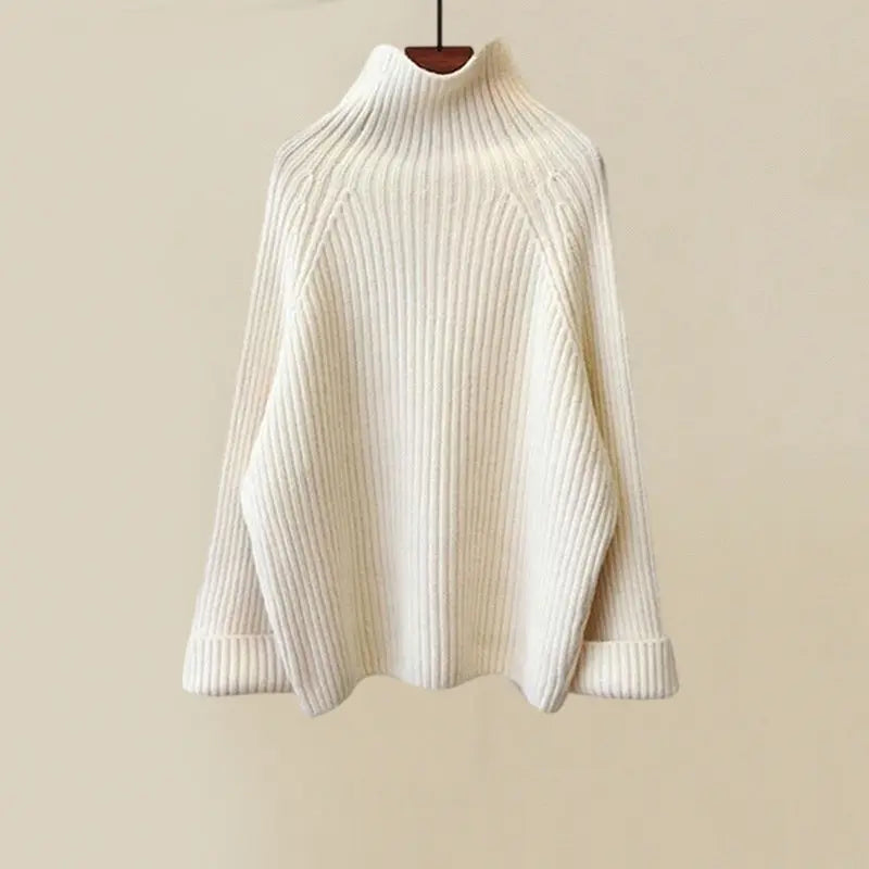 Vielseitiges Damen Strickset mit Rollkragenpullover & weiter Hose, ideal für Freizeit oder elegante Büro-Looks im Winter.