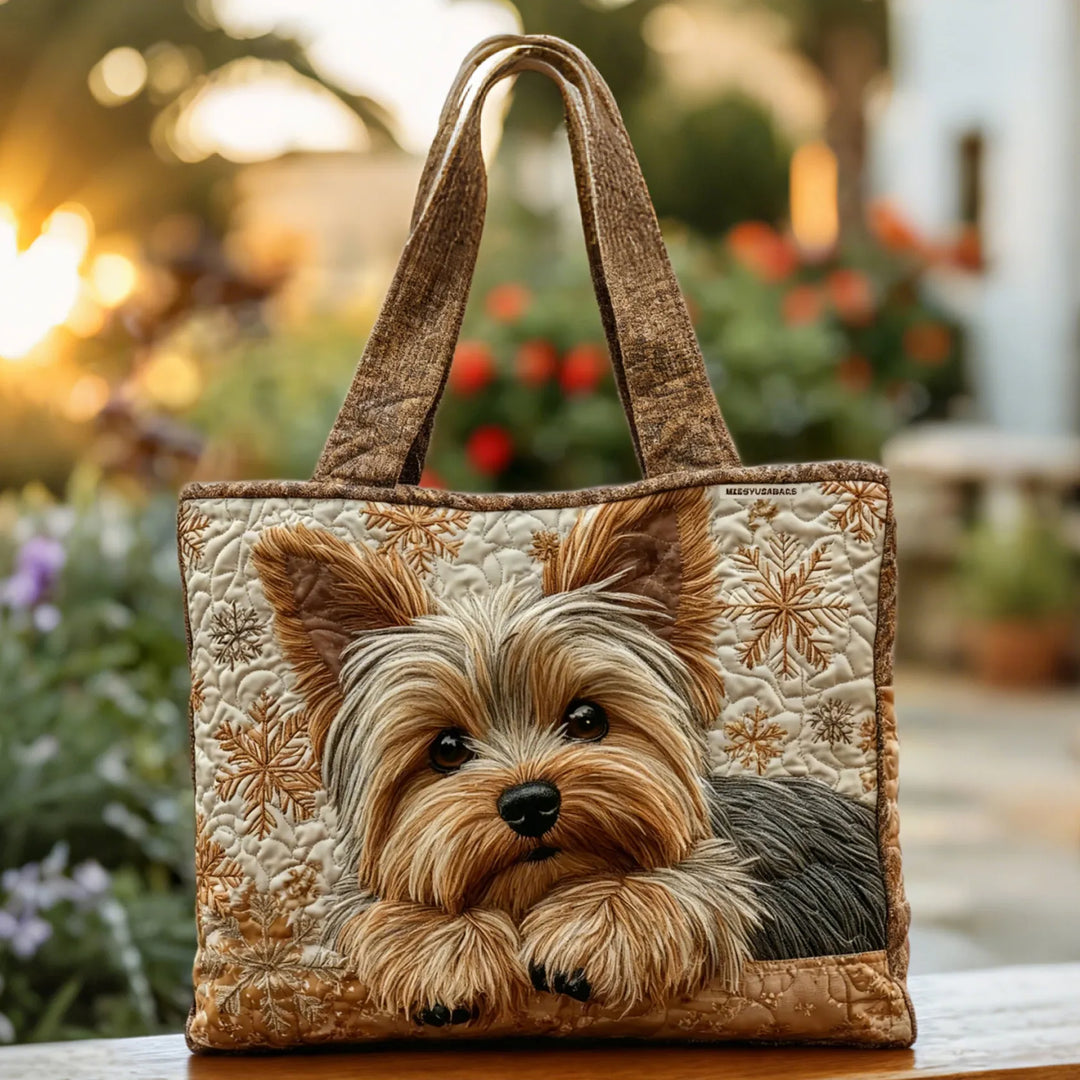Handgefertigte Tote-Tasche mit Yorkie-Motiv für Damen