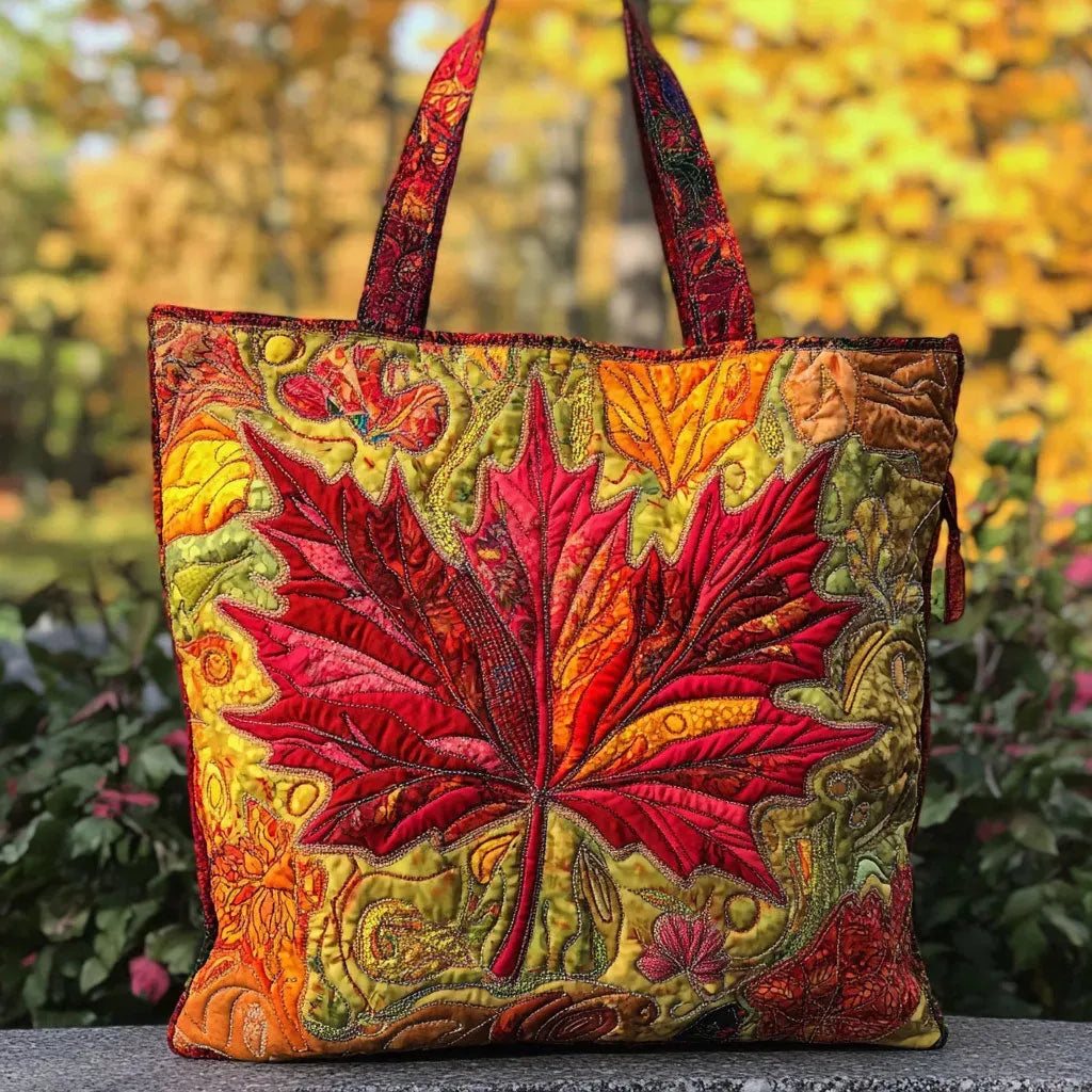 Handgefertigte Damen Tasche mit Naturmotiv in herbstlichen Farben