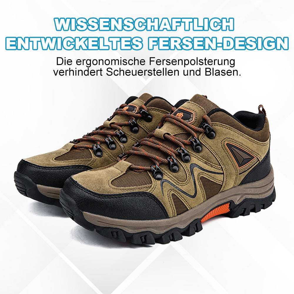 Rutschfeste Herren Trekkingschuhe, Fersenbereich mit Dämpfung für hohen Komfort bei Wanderungen.