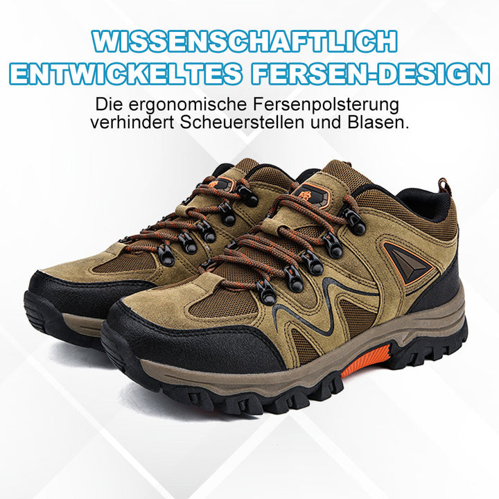 Rutschfeste Herren Trekkingschuhe, Fersenbereich mit Dämpfung für hohen Komfort bei Wanderungen.