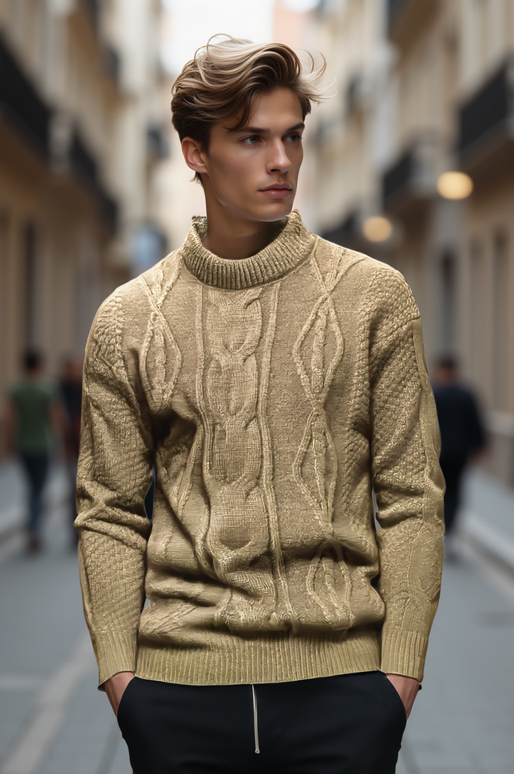 Herrenpullover: Bequemer Strickpullover mit Rundhalsausschnitt