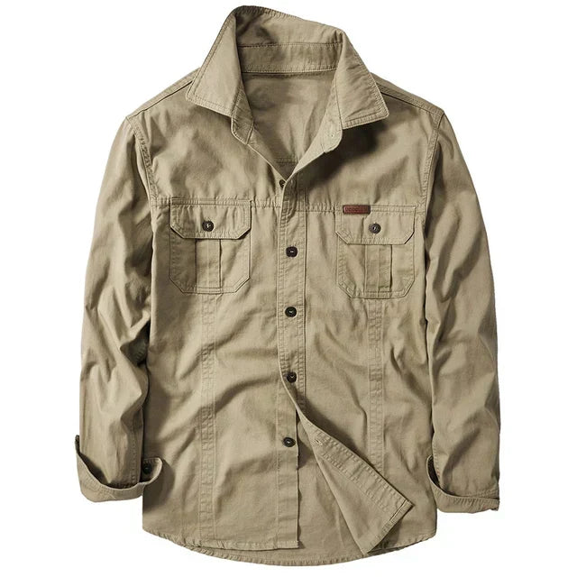 Klassisches Herrenhemd für Freizeit, Langarm. Verfügbar in Khaki & Marineblau. Stilvolles & bequemes Oberteil.