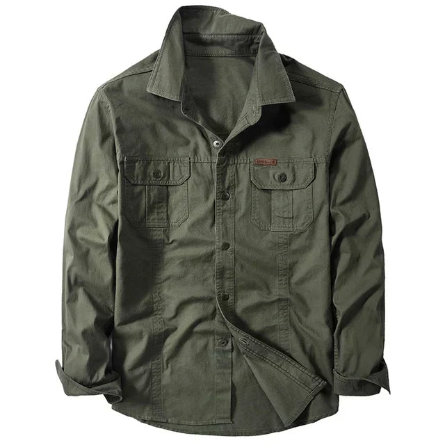 Modernes Herren Freizeithemd in Khaki. Langarm. Ideal für Casual & Smart Casual Looks. Hoher Tragekomfort.
