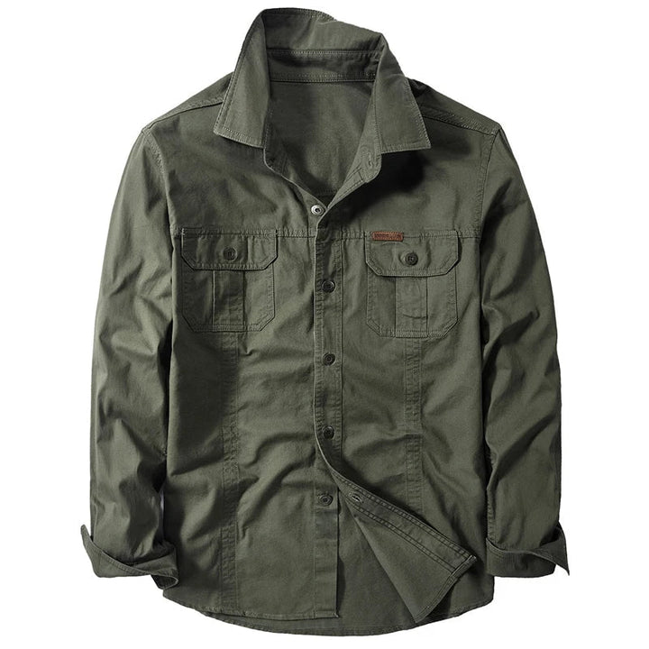 Vielseitiges Herrenhemd in Khaki, Langarm. Ideal als lässiges Freizeithemd oder stilvolles Oberteil.