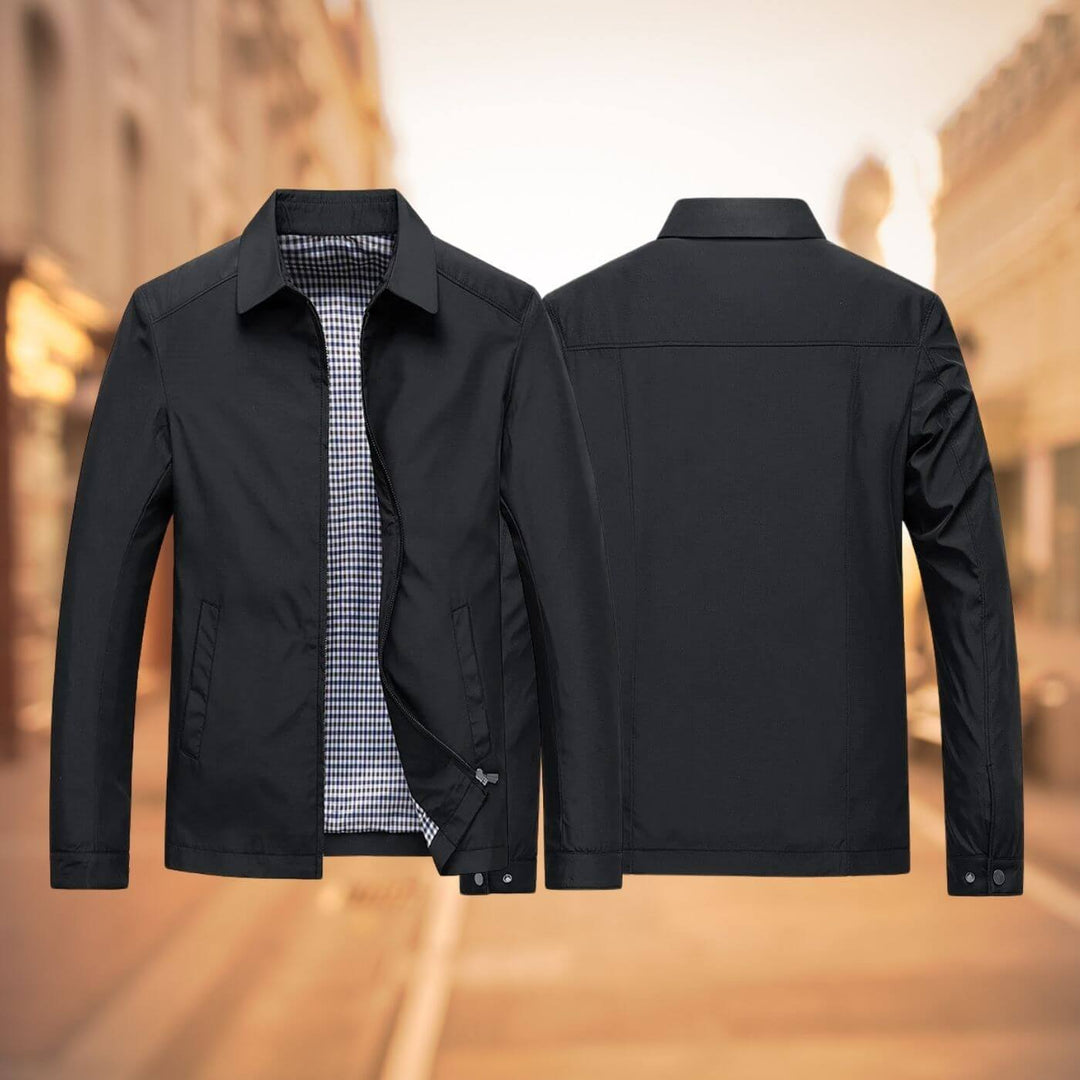 Moderne blaue Herrenjacke als leichte Freizeitjacke mit langen Ärmeln